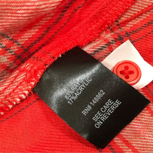 Torrid Women Plus 4X Soft Flannel Plaid Tunic Top Orange Button Long Sleeve New - Picture 5 of 8